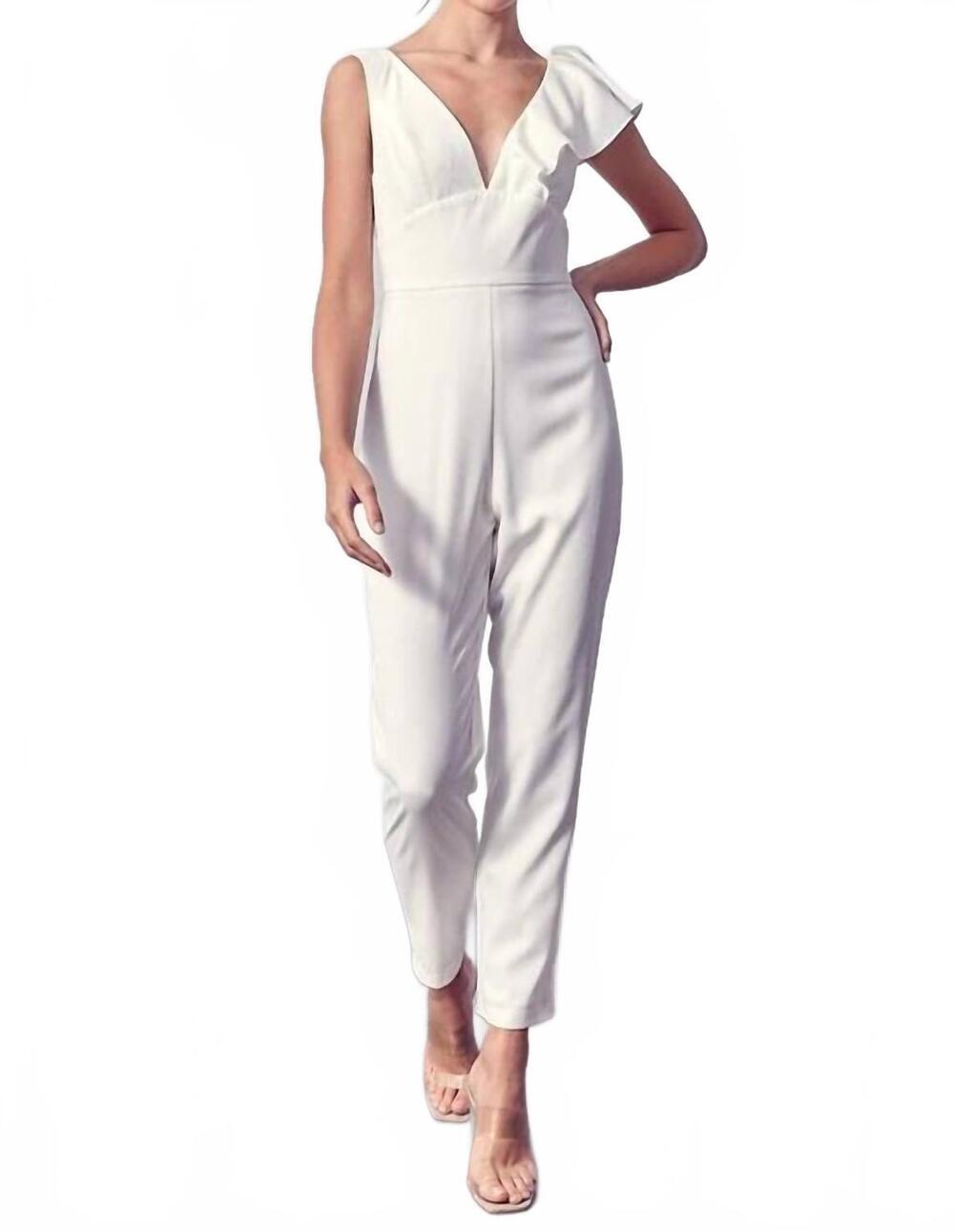 NEW DO+BE woven straight leg jumpsuit in white